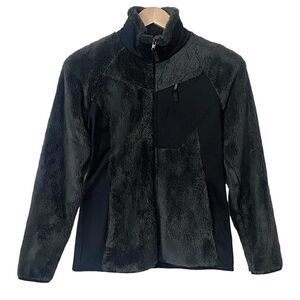 Columbia Womens Size Medium Plush Fleece Mixed Media Jacket Full Zip Black